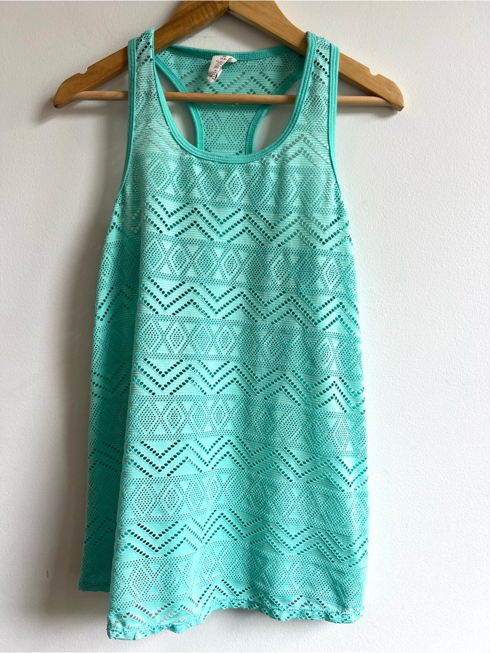 OP Aqua Crochet Racerback Tank Top